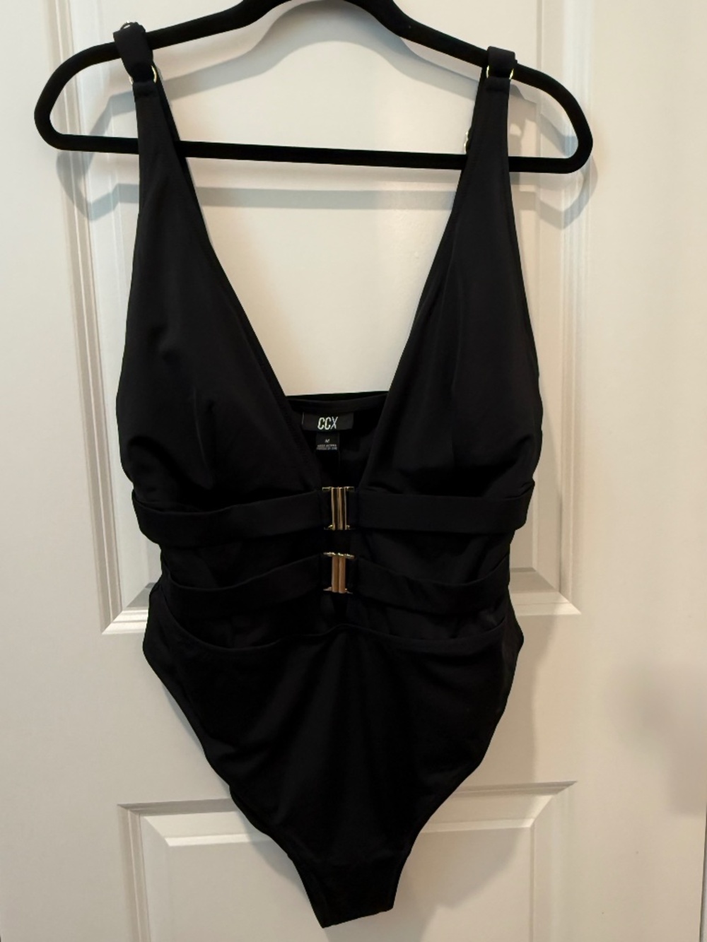 NWT- CCX City Chic All Black Vibeka one piece swimsuit size M 18